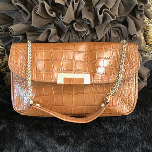 Antonio Melani Brown Leather Crocodile Handbag